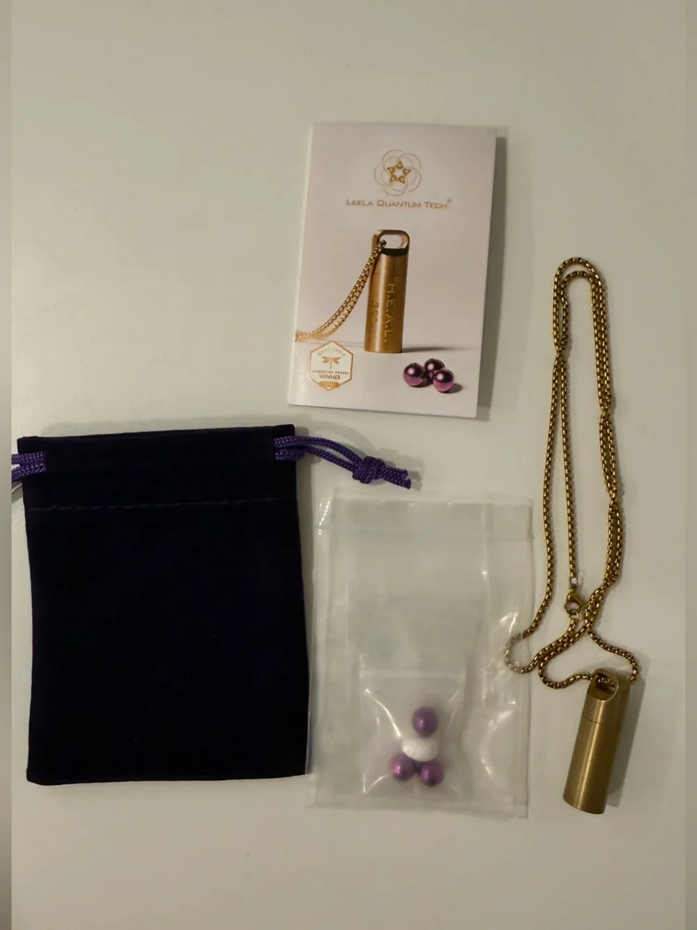 Leela Quantum Tech Booster Capsule Petite Golden Necklace - Picture 3 of 3